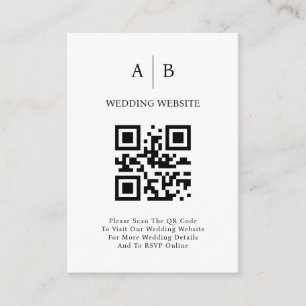 Minimal and Chic, Black and White QR Code Wedding Enclosure Card