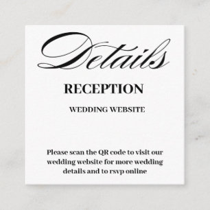 Minimal and Chic Black and White QR Code Wedding Enclosure Card