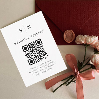 Minimal and Chic | Black and White QR Code Wedding Enclosure Card