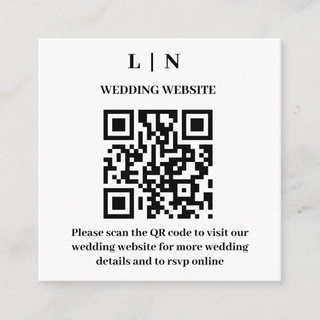 Minimal and Chic | Black and White QR Code Wedding Enclosure Card (Front)