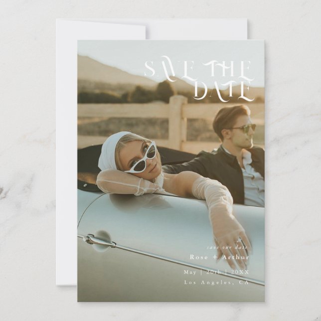 Minimal and chic black and white Save the date Invitation (Front)