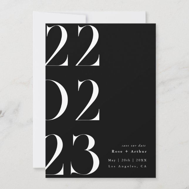 Minimal and chic black and white Save the date Invitation (Front)