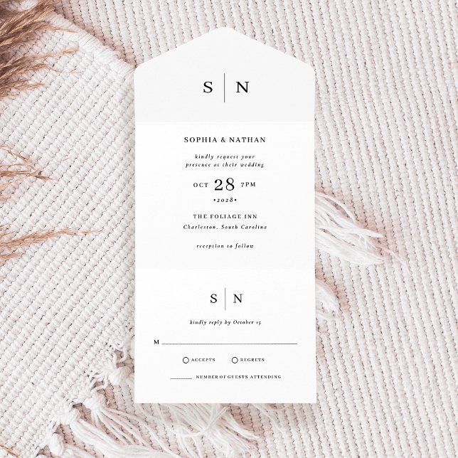 Minimal and Chic | Black and White Wedding All In One Invitation (Creator Uploaded)