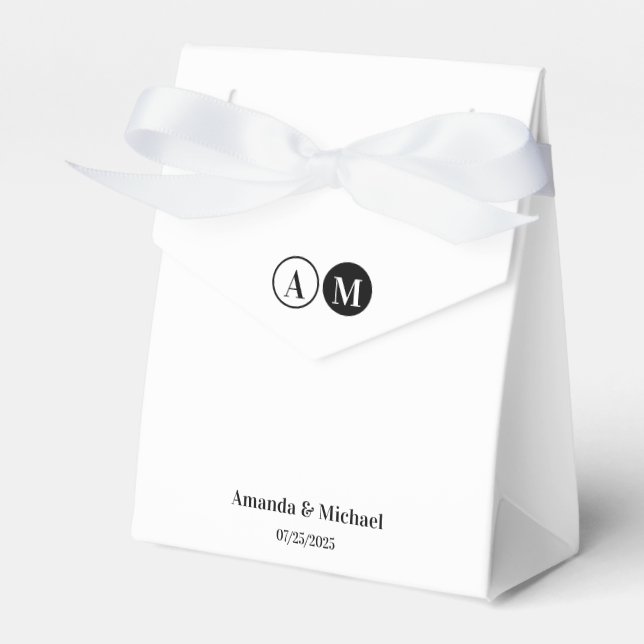 Minimal and Chic Black and White Wedding  Favor Box (Front Side)