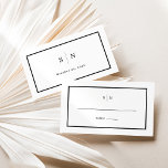 Minimal and Chic | Black and White Wedding Flat Place Card<br><div class="desc">These elegant,  modern wedding place cards feature a simple black and white minimalist text design,  with a classic frame at the border. Add your initials or monogram to make them completely your own.</div>