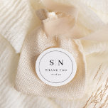 Minimal and Chic | Black and White Wedding Initial Classic Round Sticker<br><div class="desc">These elegant,  modern wedding thank you favour stickers feature a simple black and white text design that exudes minimalist style. Add your initials or monogram to make them completely your own.</div>