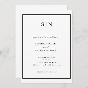 Minimal and Chic Black and White Wedding Invitation