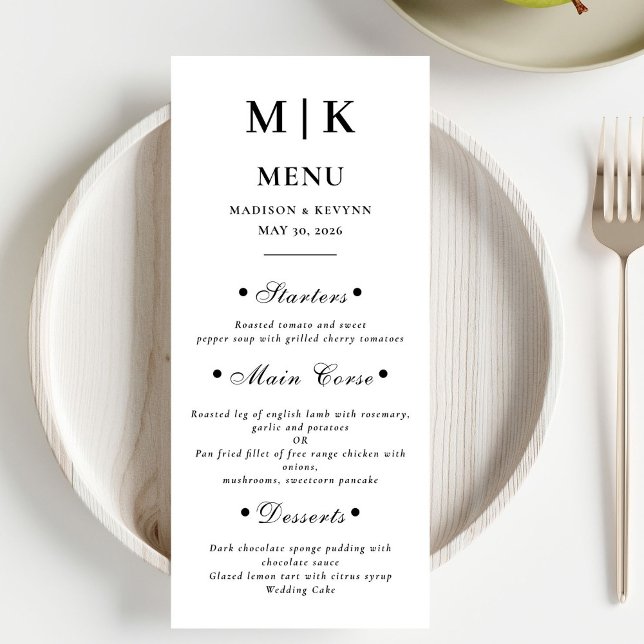 Minimal and Chic | Black and White  Wedding Menu (Creator Uploaded)