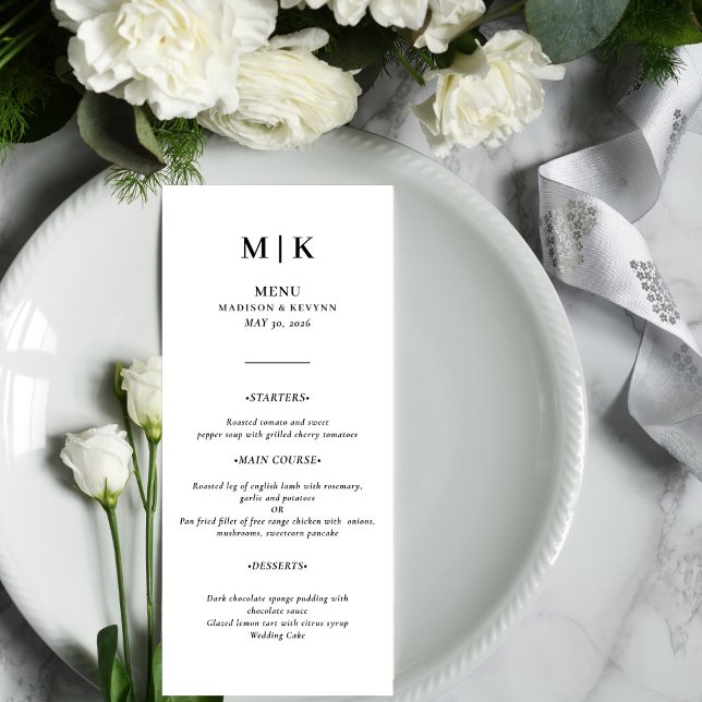 Minimal and Chic | Black and White Wedding Menu (Creator Uploaded)