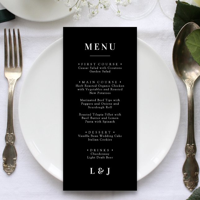 Minimal and Chic | Black and White Wedding Menu (Creator Uploaded)