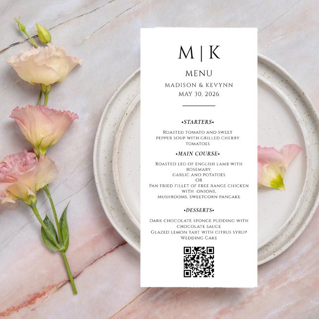 Minimal and Chic | Black and White Wedding QR Code Menu (Creator Uploaded)