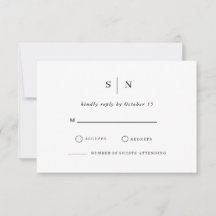 Minimal and Chic | Black and White Wedding RSVP Ca