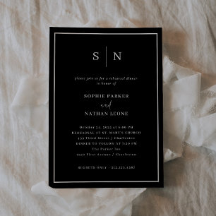 Minimal and Chic Black Elegant Rehearsal Dinner Invitation