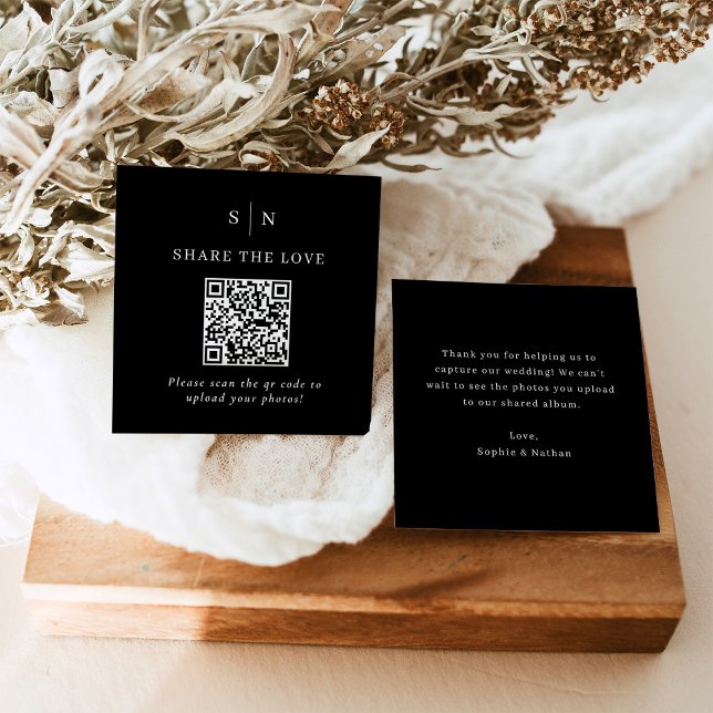 Minimal and Chic | Black QR Code Share the Love Enclosure Card (Creator Uploaded)