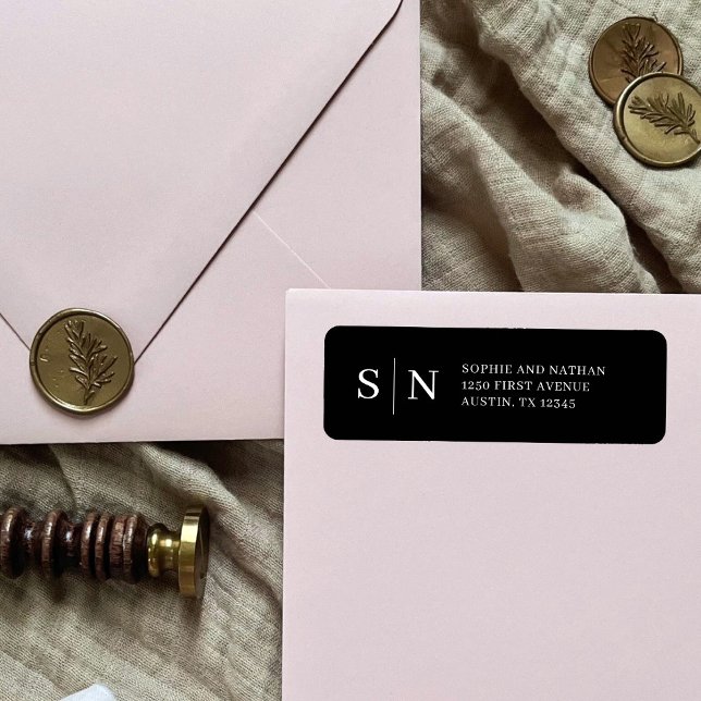 Minimal and Chic | Black Return Address (Modern and minimalist return address labels with your initials or monogram)