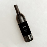 Minimal and Chic | Black Wedding Monogram Cheers Wine Label<br><div class="desc">These elegant,  modern wedding wine bottle labels feature a simple black and white text design that exudes minimalist style. Add your initials or monogram to make them completely your own.</div>