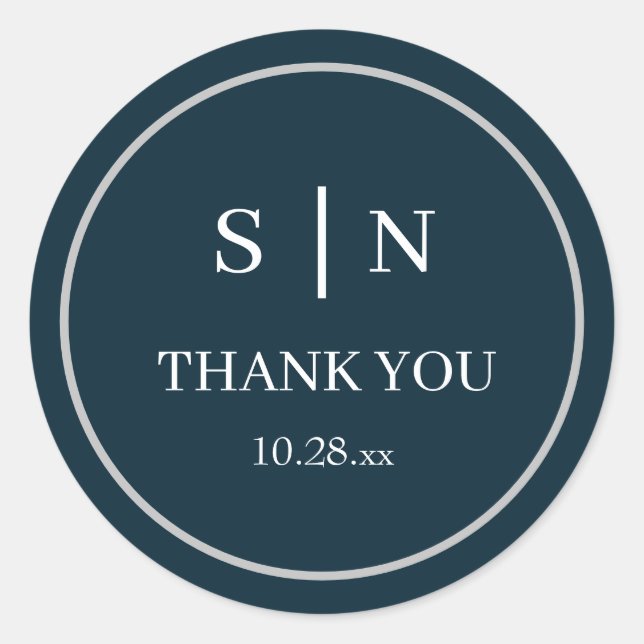 Minimal and Chic | Black Wedding Thank You Card Classic Round Sticker (Front)