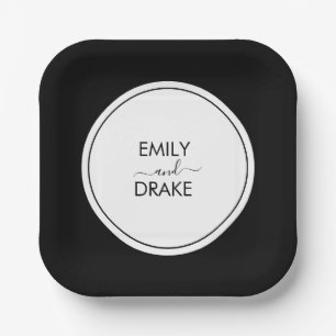 Minimal and Chic Black White Wedding Paper Plate