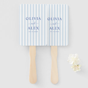 Minimal and Chic Blue French Personalized Wedding Hand Fan