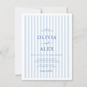 Minimal and Chic Blue French Personalized Wedding  Postcard