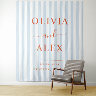 Minimal and Chic Blue French Personalized Wedding Tapestry