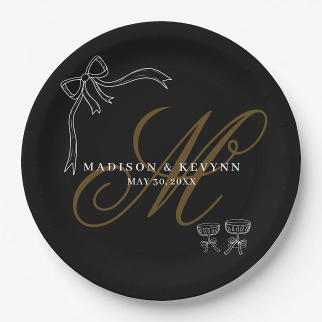 Minimal and Chic  | Bow Wedding Paper Plate (Front)