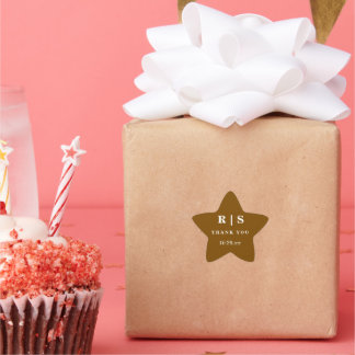 Minimal and Chic | Brown Monogram Wedding Sticer Star Sticker