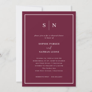 Minimal and Chic Burgundy Red Rehearsal Dinner Invitation