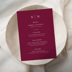 Minimal and Chic   Burgundy Red Wedding Menu