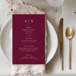 Minimal and Chic   Burgundy Red Wedding Menu