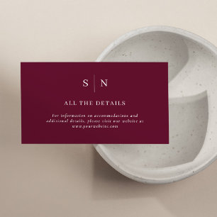 Minimal and Chic Burgundy Wedding Details Enclosure Card