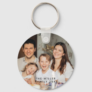 Minimal and Chic Custom Photo and Family Name Keychain