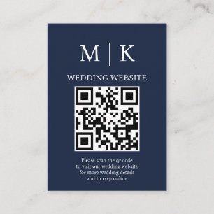 Minimal and Chic Dark Navy Blue QR Code Wedding Enclosure Card