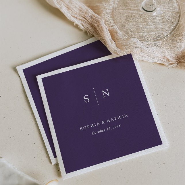 Minimal and Chic | Dark Purple Wedding Napkin (Creator Uploaded)
