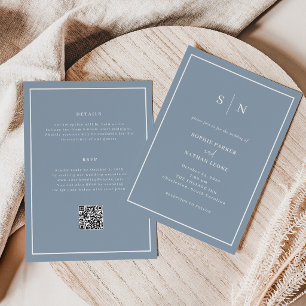 Minimal and Chic Dusty Blue All in One Wedding Invitation