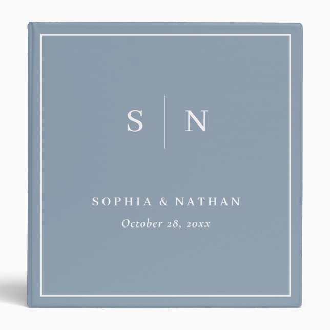 Minimal and Chic | Dusty Blue and White Wedding Binder (Front)