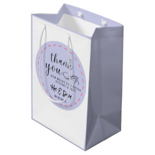 Minimal and Chic Dusty Blue Thank You Add Name  Medium Gift Bag