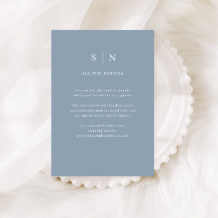 Minimal and Chic Dusty Blue Wedding Guest Details Enclosure Card
