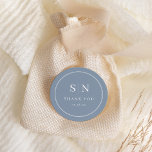 Minimal and Chic | Dusty Blue Wedding Monogram Classic Round Sticker<br><div class="desc">These elegant,  modern wedding thank you favour stickers feature a simple dusty blue and white text design that exudes minimalist style. Add your initials or monogram to make them completely your own.</div>