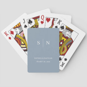 Minimal and Chic Dusty Blue   Wedding Playing Cards