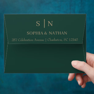 Minimal and Chic   Emerald Green Wedding Envelope