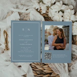 Minimal and Chic   Engagement Party QR Code Photo Invitation