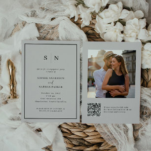 Minimal and Chic Engagement Party QR Code Photo Invitation