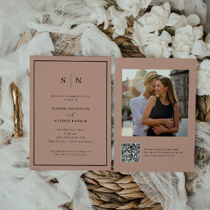 Minimal and Chic   Engagement Party QR Code Photo Invitation