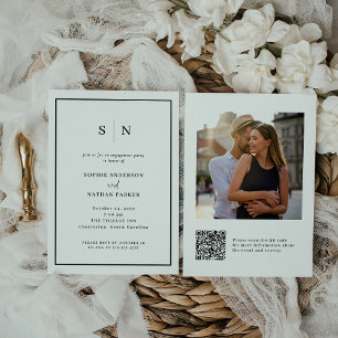 Minimal and Chic   Engagement Party QR Code Photo Invitation