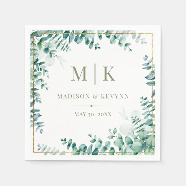 Minimal and Chic | Eucalyptus Wedding Napkins (Front)