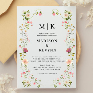  Minimal and Chic Floral   Wedding Invitation