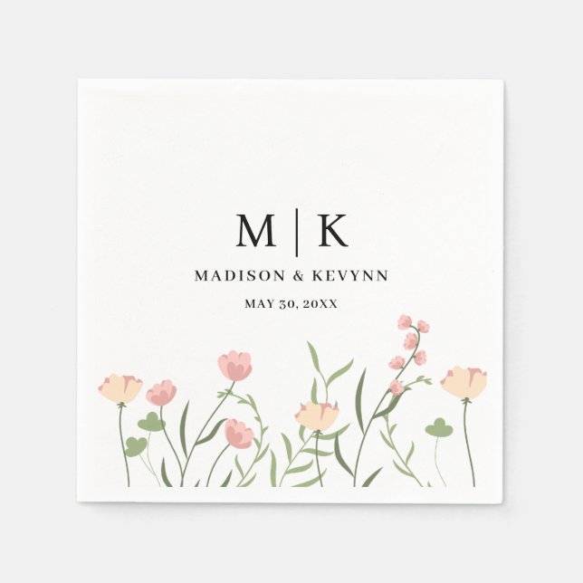 Minimal and Chic Floral  | Wedding Napkins (Front)