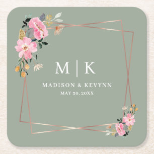 Minimal and Chic Floral    Wedding Napkins Square Paper Coaster