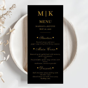 Minimal and Chic    Gold and Black  Wedding Menu